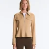 Neoprene-Effect Peplum Jacket with Ribbing Neoprene-Effect Peplum Jacket with Ribbing