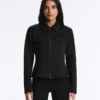 Neoprene-Effect Peplum Jacket with Ribbing Neoprene-Effect Peplum Jacket with Ribbing