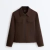 Neoprene-Effect Peplum Jacket with Ribbing Neoprene-Effect Peplum Jacket with Ribbing