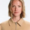 Neoprene-Effect Peplum Jacket with Ribbing Neoprene-Effect Peplum Jacket with Ribbing