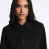 Neoprene-Effect Peplum Jacket with Ribbing Neoprene-Effect Peplum Jacket with Ribbing
