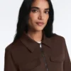 Neoprene-Effect Peplum Jacket with Ribbing Neoprene-Effect Peplum Jacket with Ribbing