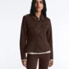 Neoprene-Effect Peplum Jacket with Ribbing Neoprene-Effect Peplum Jacket with Ribbing