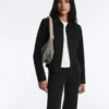 Neoprene-Effect Peplum Jacket with Ribbing Neoprene-Effect Peplum Jacket with Ribbing