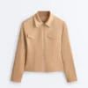Neoprene-Effect Peplum Jacket with Ribbing Neoprene-Effect Peplum Jacket with Ribbing