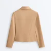 Neoprene-Effect Peplum Jacket with Ribbing Neoprene-Effect Peplum Jacket with Ribbing