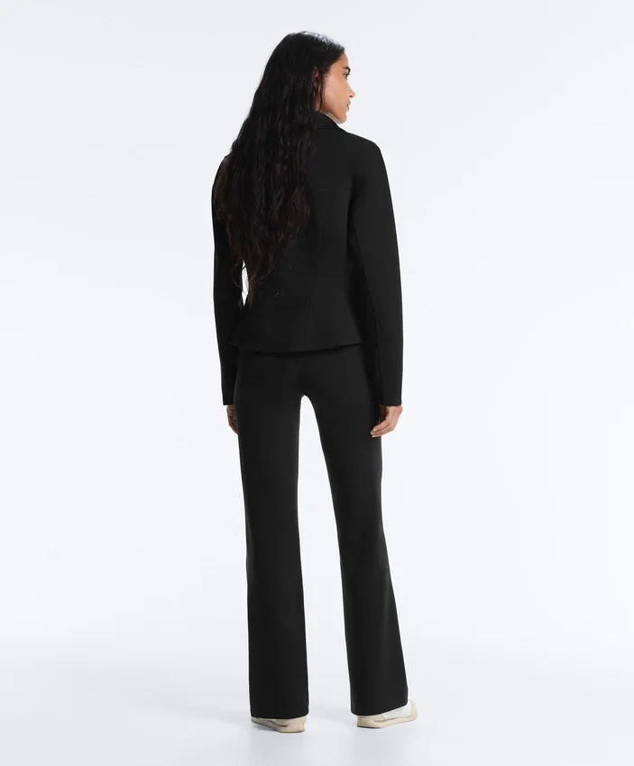 Neoprene-Effect Peplum Jacket with Ribbing Neoprene-Effect Peplum Jacket with Ribbing