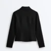 Neoprene-Effect Peplum Jacket with Ribbing Neoprene-Effect Peplum Jacket with Ribbing