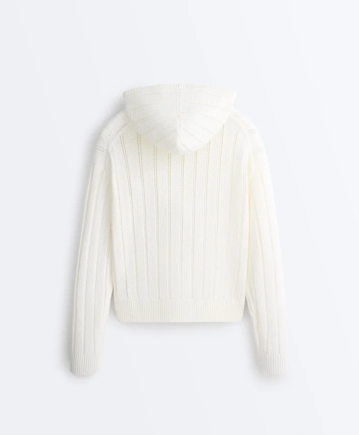 Openwork Knit Hooded Jacket Openwork Knit Hooded Jacket
