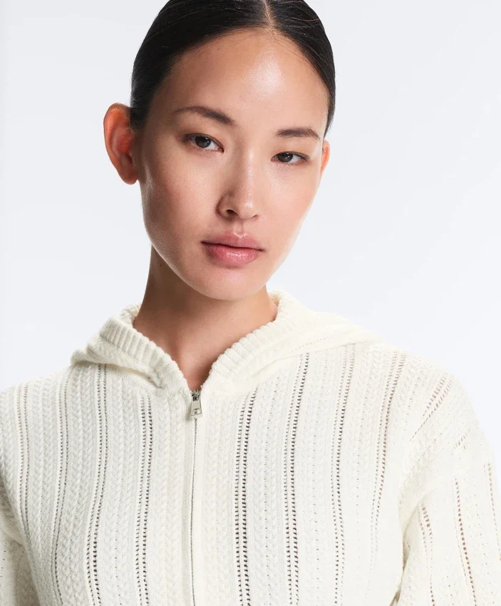 Openwork Knit Hooded Jacket Openwork Knit Hooded Jacket