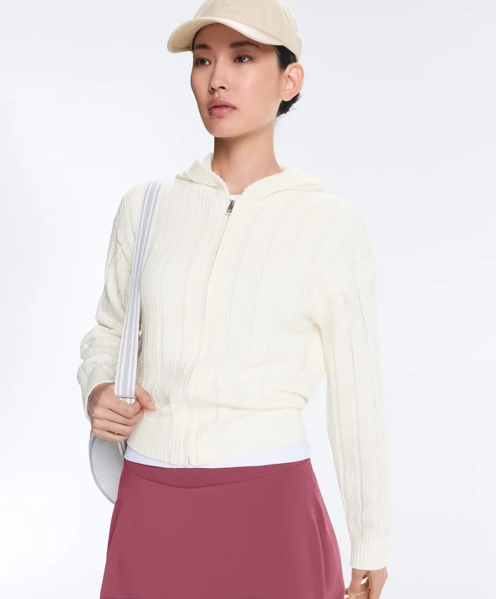 Openwork Knit Hooded Jacket Openwork Knit Hooded Jacket