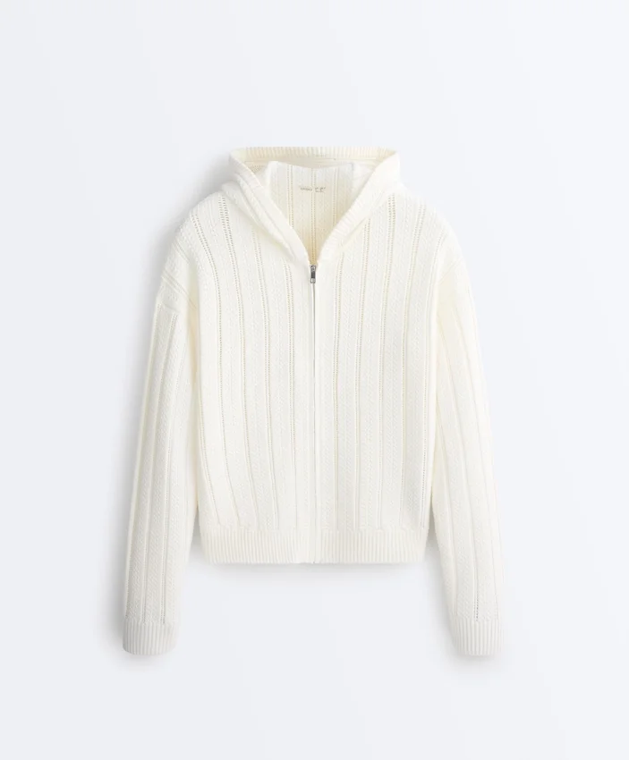 Openwork Knit Hooded Jacket Openwork Knit Hooded Jacket