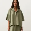 Oversize 100% Linen Short-Sleeved Shirt Oversize 100% Linen Short-Sleeved Shirt