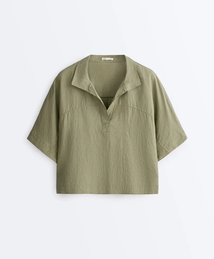 Oversize 100% Linen Short-Sleeved Shirt Oversize 100% Linen Short-Sleeved Shirt