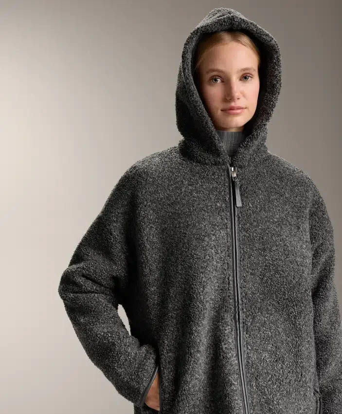 Oversize Faux-Shearling Jacket with Faux-Fur Lined Hood Oversize Faux-Shearling Jacket with Faux-Fur Lined Hood