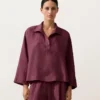 Oversize Long-Sleeve 100% Linen Polo Shirt Oversize Long-Sleeve 100% Linen Polo Shirt