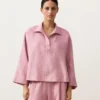 Oversize Long-Sleeve 100% Linen Polo Shirt Oversize Long-Sleeve 100% Linen Polo Shirt
