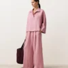 Oversize Long-Sleeve 100% Linen Polo Shirt Oversize Long-Sleeve 100% Linen Polo Shirt