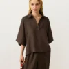 Oversize Short-Sleeve 100% Linen Polo Shirt Oversize Short-Sleeve 100% Linen Polo Shirt