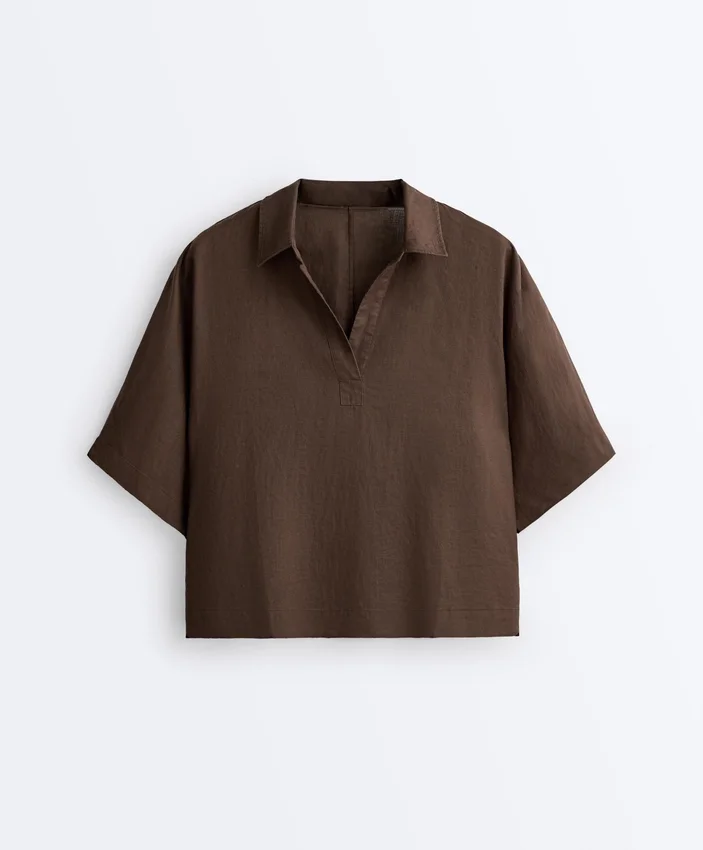 Oversize Short-Sleeve 100% Linen Polo Shirt Oversize Short-Sleeve 100% Linen Polo Shirt