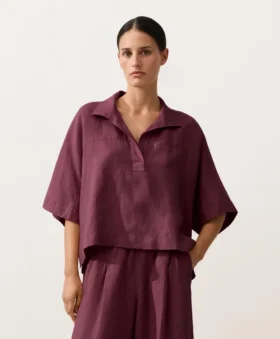 Oversize Short-Sleeved 100% Linen Shirt