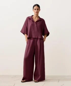 Oversize Short-Sleeved 100% Linen Shirt