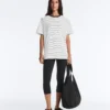 Oversize Short-Sleeved Cotton Blend T-Shirt with Contrast Stripes Oversize Short-Sleeved Cotton Blend T-Shirt with Contrast Stripes
