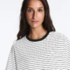 Oversize Short-Sleeved Cotton Blend T-Shirt with Contrast Stripes Oversize Short-Sleeved Cotton Blend T-Shirt with Contrast Stripes