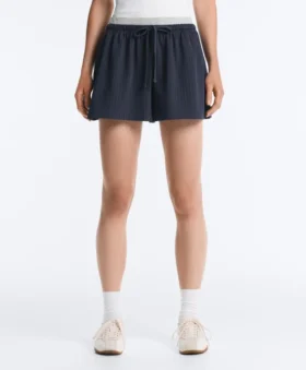 Pinstripe Cotton Pique Shorts