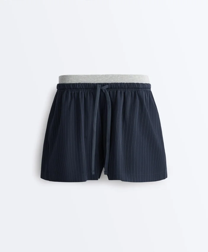Pinstripe Cotton Pique Shorts Pinstripe Cotton Pique Shorts