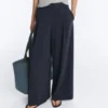 Pinstripe Cotton Pique Wide-Leg Trousers Pinstripe Cotton Pique Wide-Leg Trousers