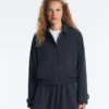 Pinstripe Piqué Polo Neck Jacket with Cotton Pinstripe Piqué Polo Neck Jacket with Cotton