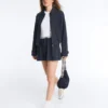 Pinstripe Piqué Polo Neck Jacket with Cotton Pinstripe Piqué Polo Neck Jacket with Cotton