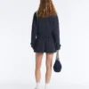 Pinstripe Piqué Polo Neck Jacket with Cotton Pinstripe Piqué Polo Neck Jacket with Cotton