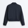 Pinstripe Piqué Polo Neck Jacket with Cotton Pinstripe Piqué Polo Neck Jacket with Cotton