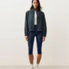 Pinstriped 100% Linen High-Neck Jacket Pinstriped 100% Linen High-Neck Jacket
