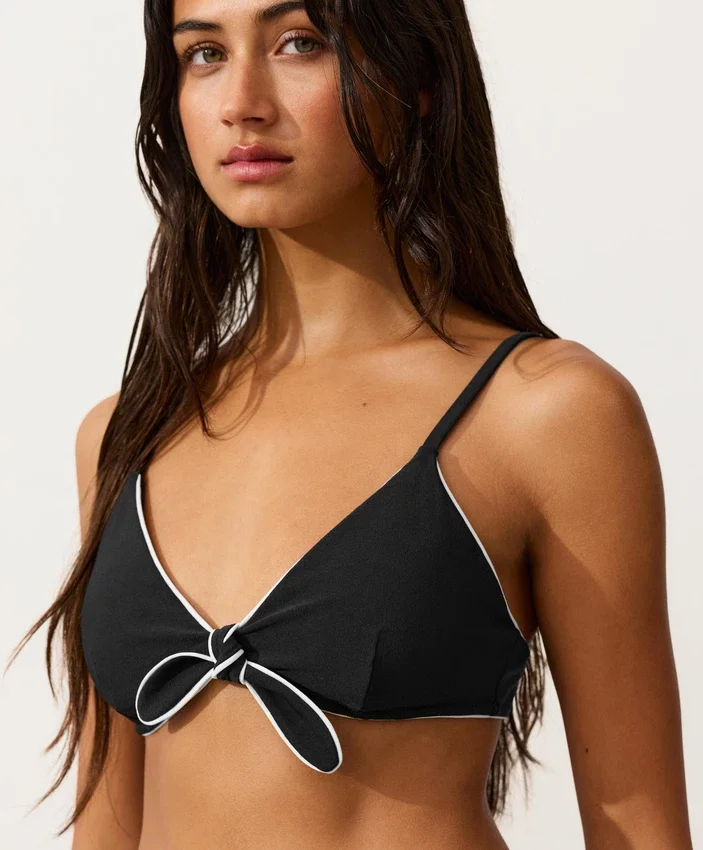 Piping Triangle Bikini Top with Ties Piping Triangle Bikini Top with Ties