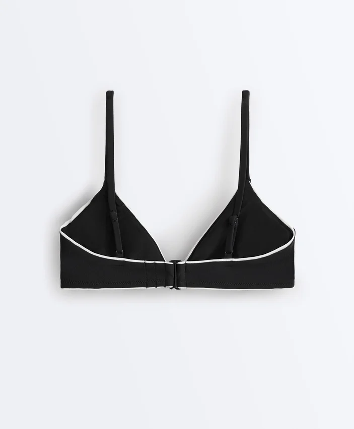 Piping Triangle Bikini Top with Ties Piping Triangle Bikini Top with Ties