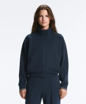 Piqué Jacket with Cotton Contrast Piping