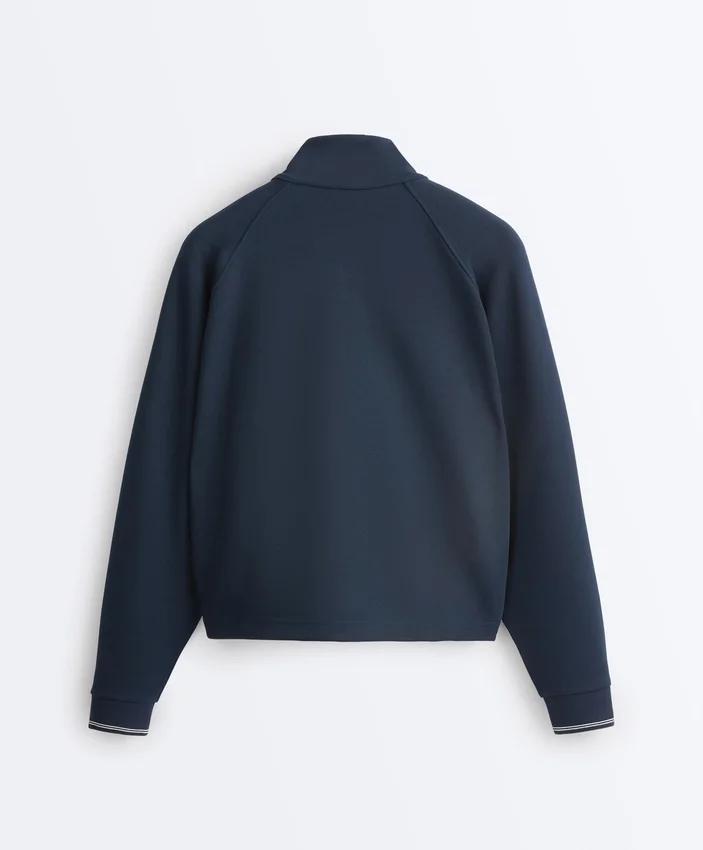 Piqué Jacket with Cotton Contrast Piping Piqué Jacket with Cotton Contrast Piping