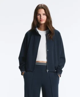 Piqué Jacket with Cotton Contrast Piping