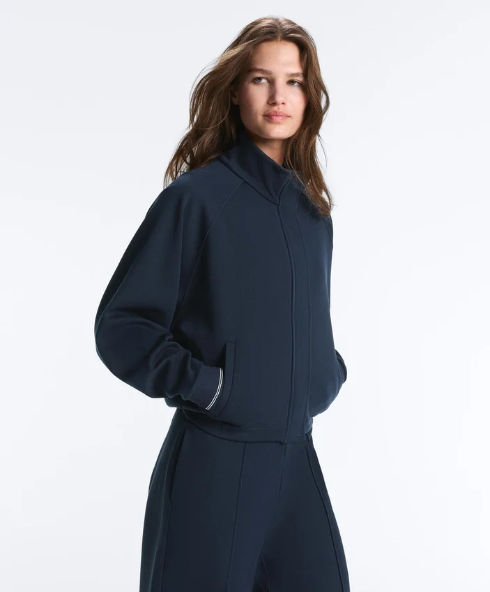 Piqué Jacket with Cotton Contrast Piping Piqué Jacket with Cotton Contrast Piping