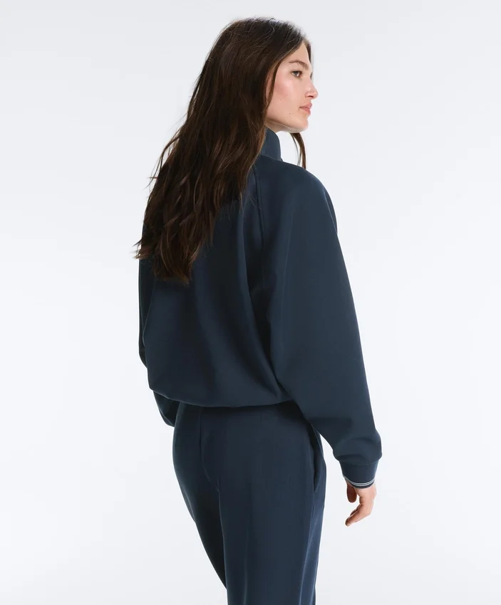 Piqué Jacket with Cotton Contrast Piping Piqué Jacket with Cotton Contrast Piping