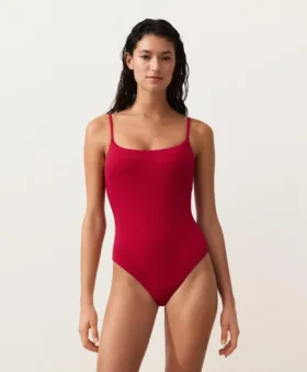Piqué Round Neck Swimsuit