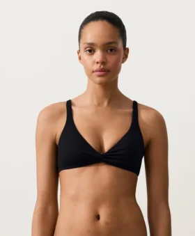 Piqué Tie-Back Halterneck Bikini Top