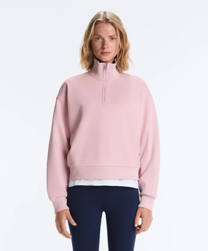 Pique High-Neck Zip Sweatshirt with Cotton Pique High-Neck Zip Sweatshirt with Cotton