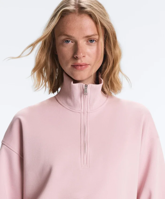 Pique High-Neck Zip Sweatshirt with Cotton Pique High-Neck Zip Sweatshirt with Cotton