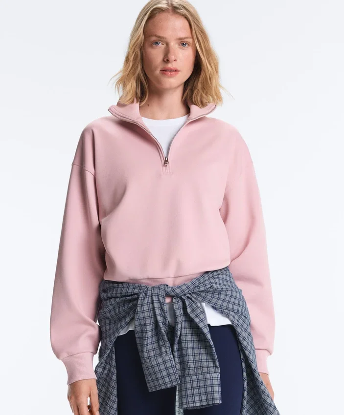 Pique High-Neck Zip Sweatshirt with Cotton Pique High-Neck Zip Sweatshirt with Cotton