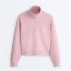Pique High-Neck Zip Sweatshirt with Cotton Pique High-Neck Zip Sweatshirt with Cotton