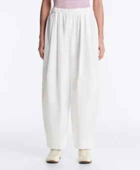 Pleated 100% Cotton Tapered Trousers